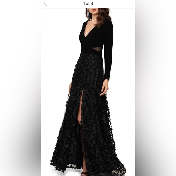 X scape 3d bloom long sleeve gown - Picture 6 of 7